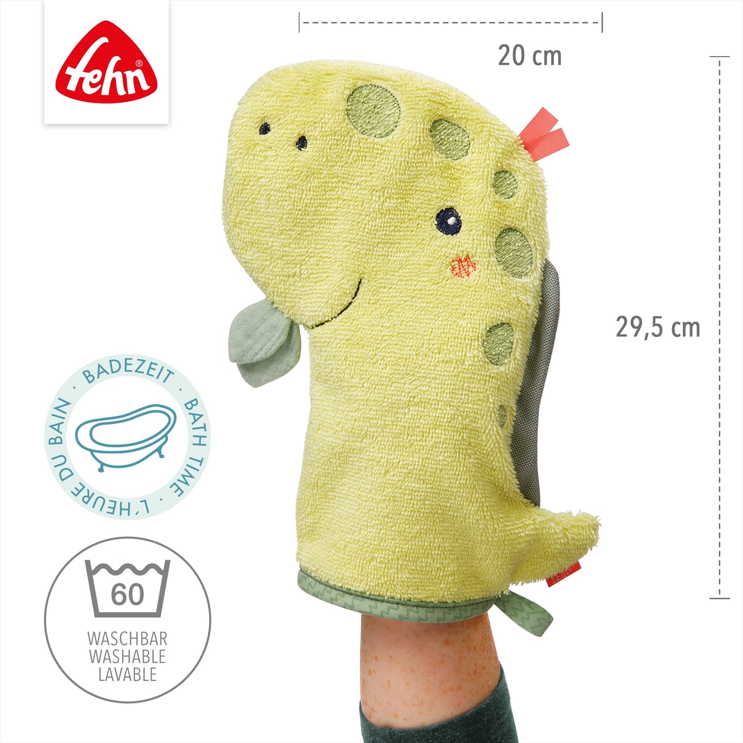 Fehn Waschlappen Lama - Waschhandschuh mit Tiermotiv - Badewannenspielzeug für fröhlichen Badespaß - Babywaschlappen für die Badewanne - weicher Handtuchfrottee für Babys und Kinder ab 0+ Monaten