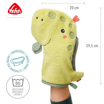 Fehn Waschlappen Lama - Waschhandschuh mit Tiermotiv - Badewannenspielzeug für fröhlichen Badespaß - Babywaschlappen für die Badewanne - weicher Handtuchfrottee für Babys und Kinder ab 0+ Monaten