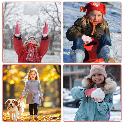 Becellen 2 Paar Winter Strickhandschuhe Kinder, 2 Farben Niedliche Magische Handschuhe Elastische Warme Vollfinger Handschuhe für Jungen Mädchen