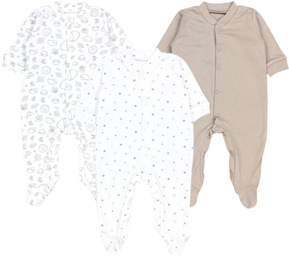 TupTam Baby Jungen Schlafstrampler Langarm Strampler Schlafanzug mit Fuß 3er Pack