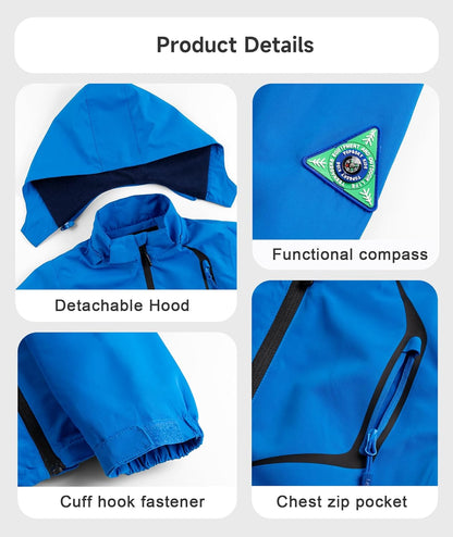 YoungSoul Children's Waterproof Rain Jacket with Removable Hood