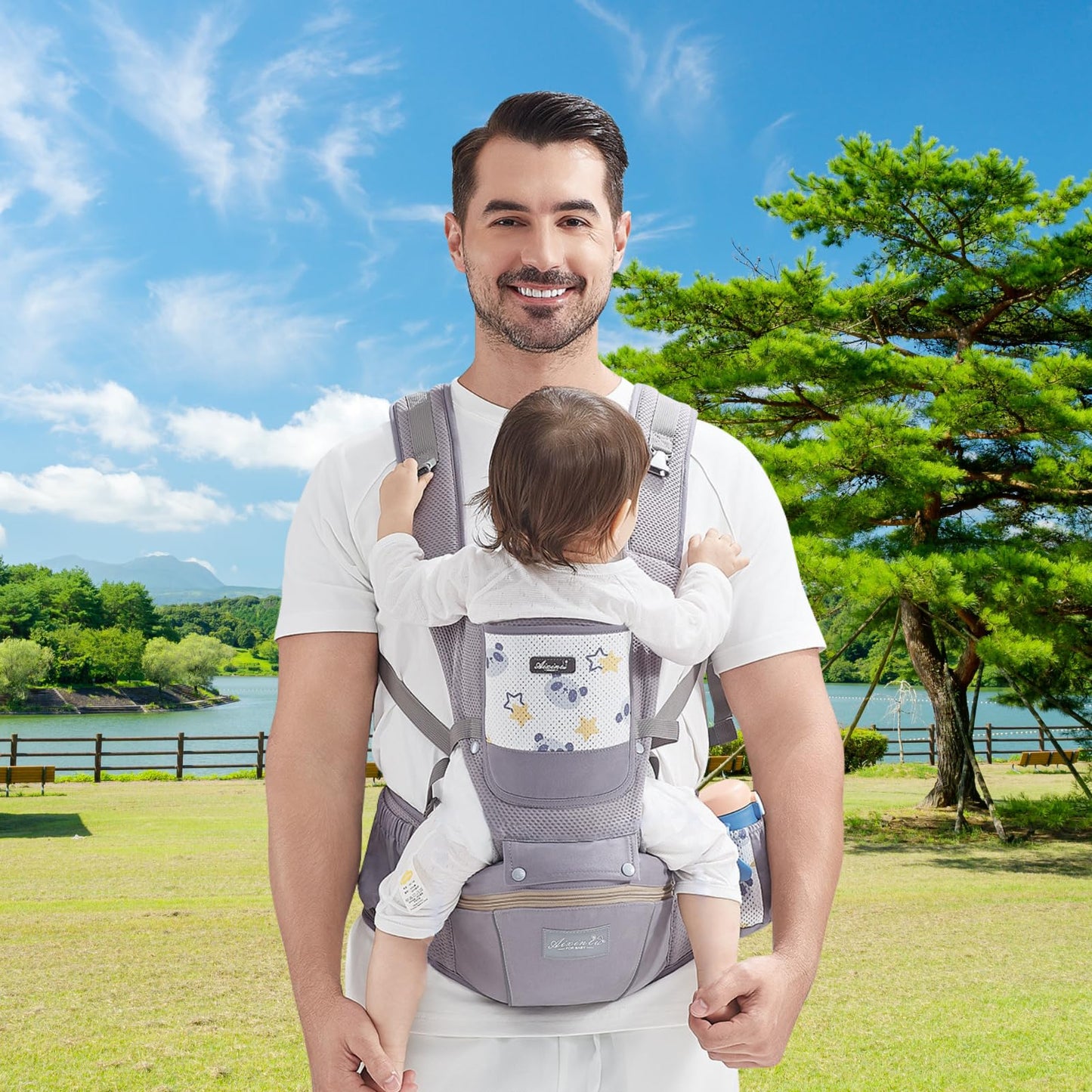 IULONEE Babytrage Baby-Tragetasche Babytrage Neugeborene Ergonomische Babytrage Einfach Anzuziehen Babytrage Hüftsitz Baby Tragegurt Babytragetuch Ideal Für Freihändiges Elterndasein (Grau)