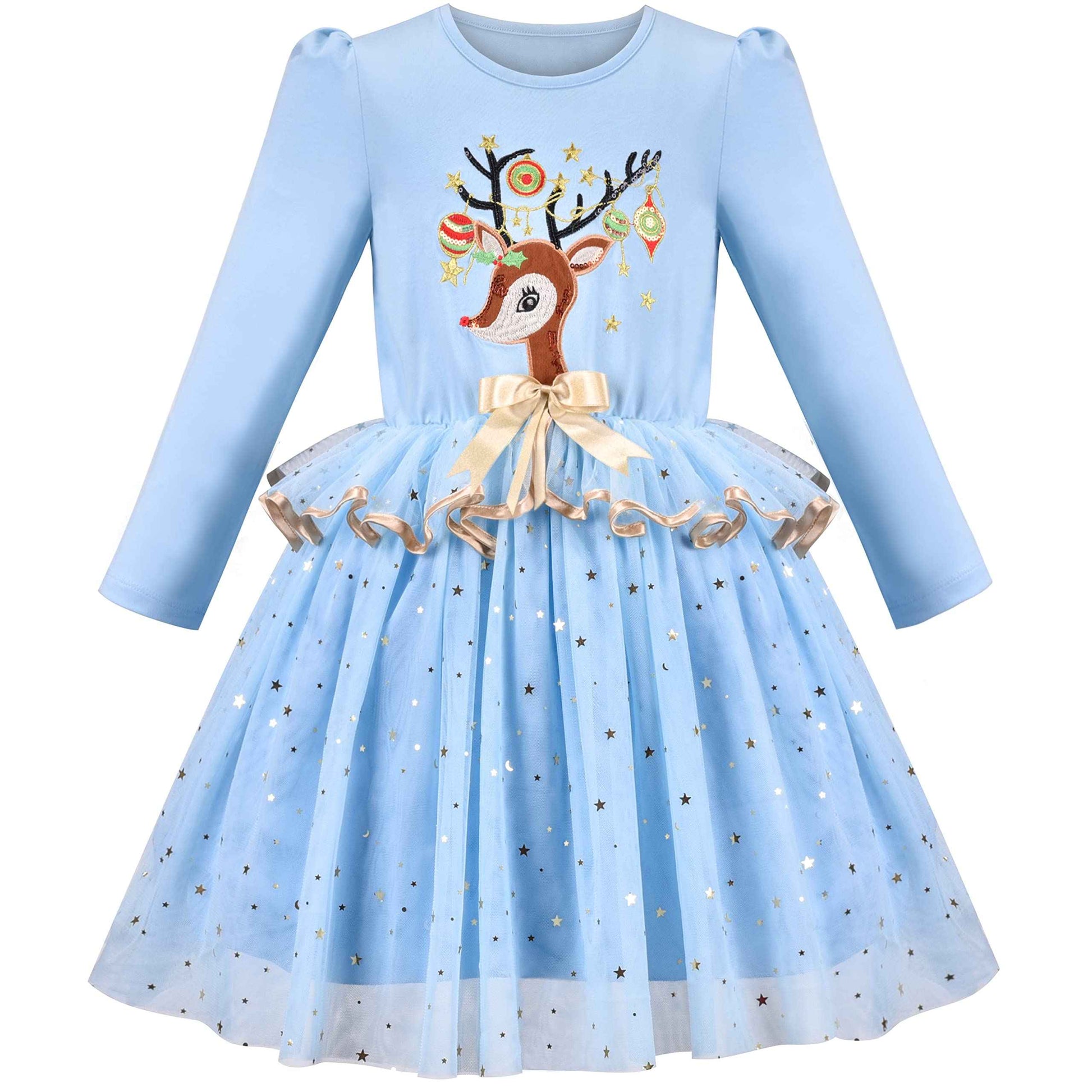 Girls' Long-Sleeve Tutu Skirt Tie Party Size 110–146