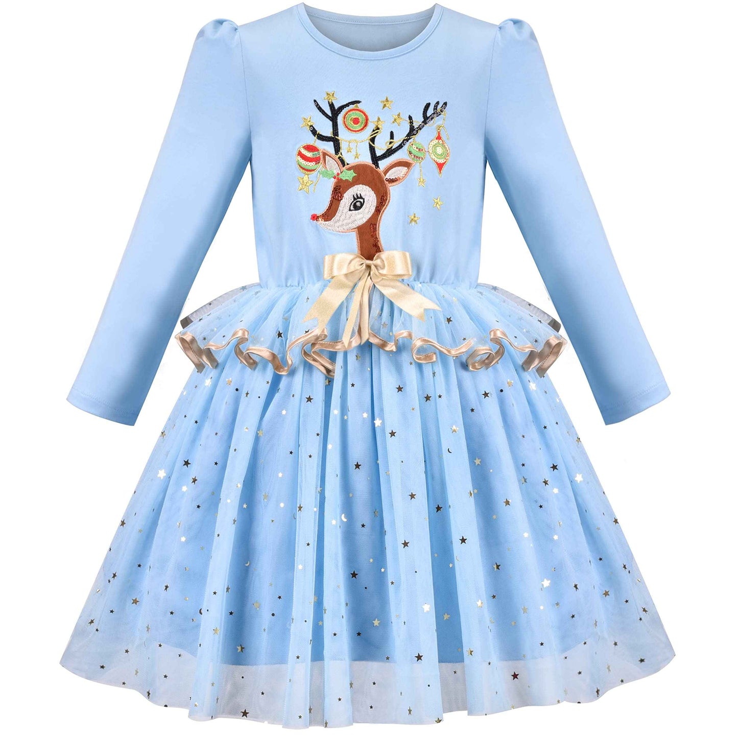 Girls' Long-Sleeve Tutu Skirt Tie Party Size 110–146