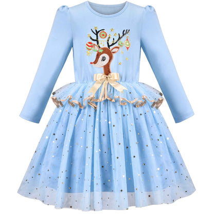 Girls' Long-Sleeve Tutu Skirt Tie Party Size 110–146