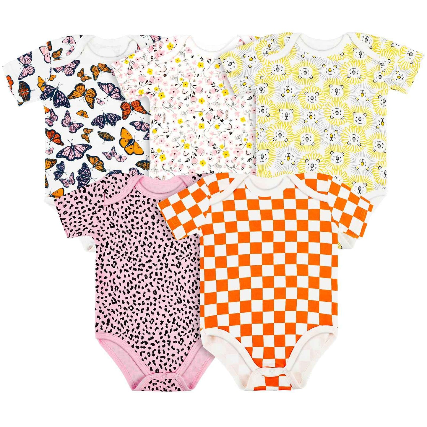 Vicloon Baby Bodysuit Short Sleeve Unisex Baby Set Short Sleeve Bodysuits Made of 100% Super Soft Cotton, Baby Bodysuit with Press Studs for Newborn Baby Boys and Girls 0-3 m/3-6 m/6-9 m/9-12 m