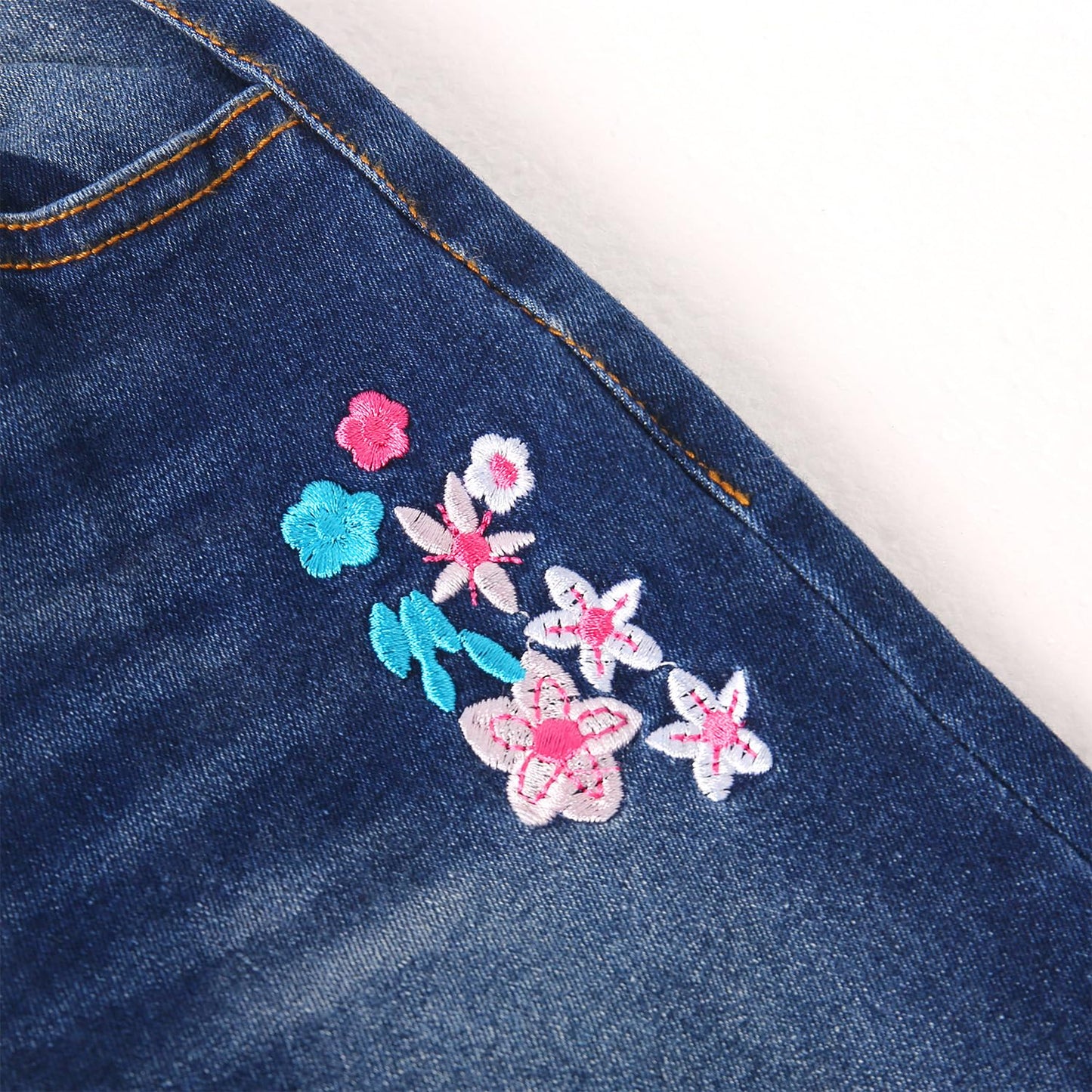KIDSCOOL SPACE Girls Jeans Split Hem with RAL Edges Elastic Waist in High Elastic Wide Leg Denim Pants
