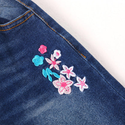 KIDSCOOL SPACE Girls Jeans Split Hem with RAL Edges Elastic Waist in High Elastic Wide Leg Denim Pants