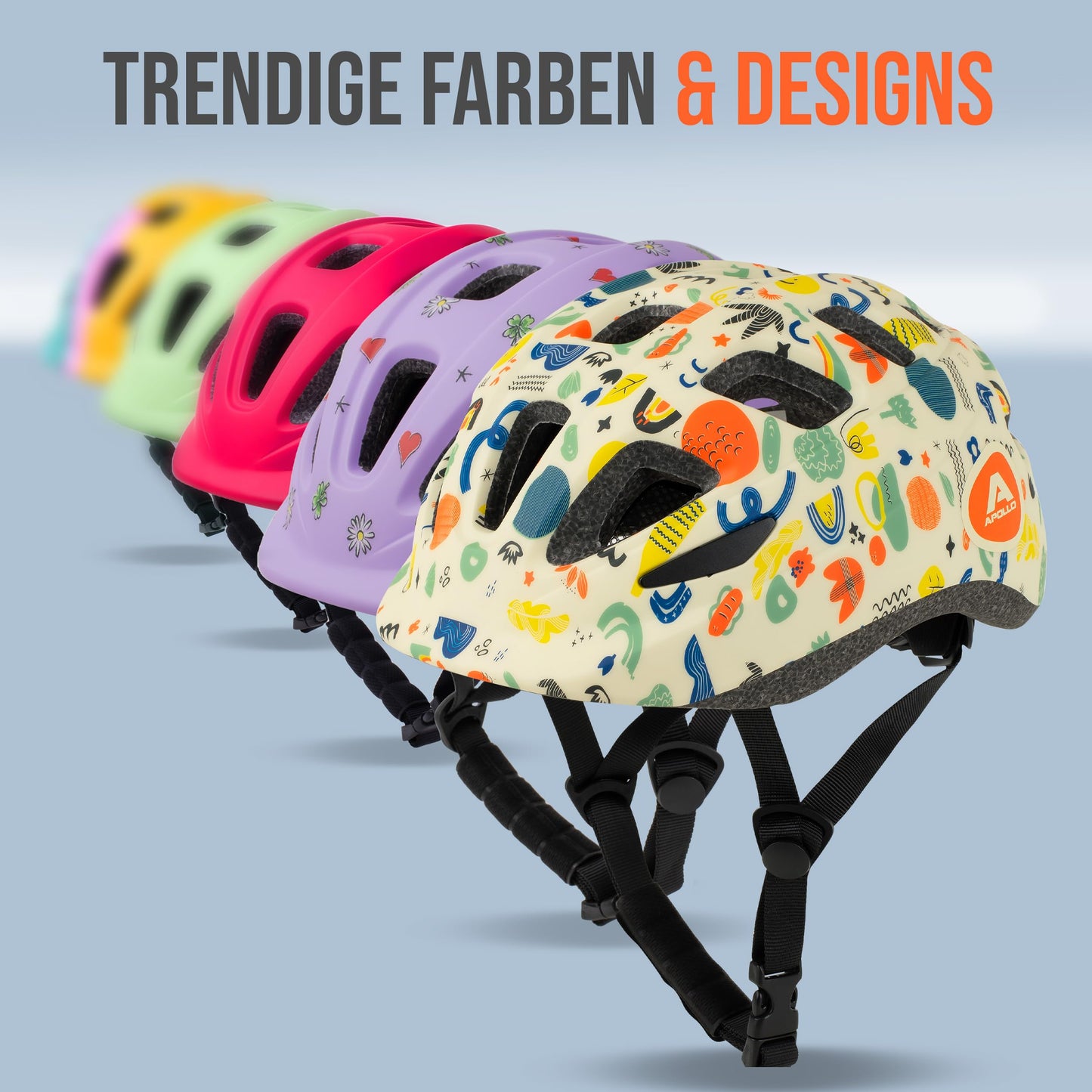 Apollo Kinder Fahrradhelm, Helm für Kinder & Jugendliche, Multisport Helm, Fahrradhelm Mädchen, Fahrradhelm Jungen, Kinderhelm ab 3 Jahre, Verstellbarer Kinder-Helm, ab Größe 48, für Fahrrad & Roller