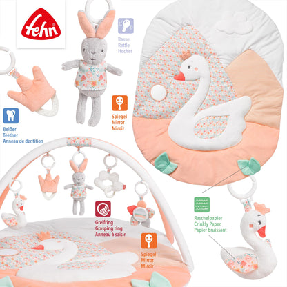 Fehn 3-D-Activity-Decke Spielbogen Peru – Baby Krabbeldecke mit 5 abnehmbaren Spielzeugen zum Greifen – Spieldecke für Babys und Kinder ab 0+ Monaten – Krabbelmatte als Geschenk zur Geburt