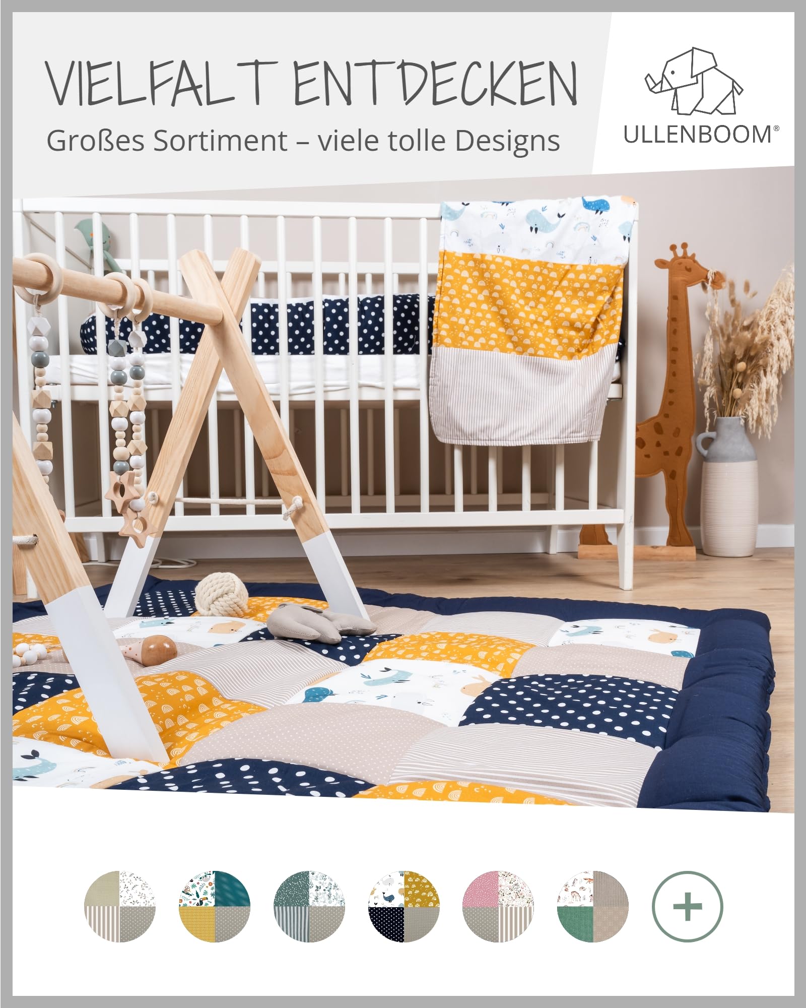 ULLENBOOM Krabbeldecke für Baby 100x100 cm, 100% OEKO-TEX Materialien, Made in EU, Dick & weich gepolstert, Sandblume - ideal als Babydecke, Laufgittereinlage & Spieldecke Baby - Meloni2