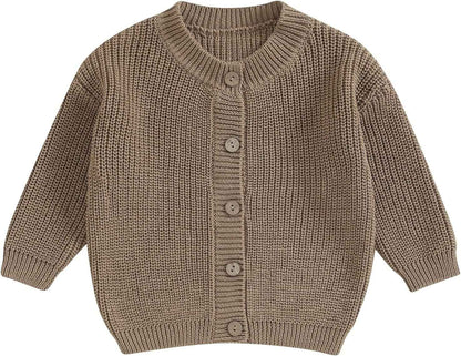 FOMOYUU Strickjacke für Kleinkinder und Neugeborene, Mädchen, langärmelig, Knopfleiste, Sweatshirt, Jacke, Herbst-Outfits