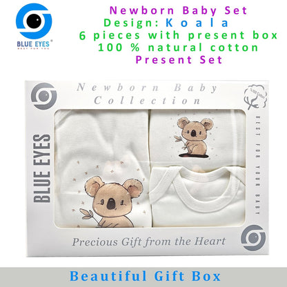 Neugeborenen Baby Geschenk Set 100% natürliche Baumwolle Erstausstattung Erstlingsausstattung Ausstattung Unisex Kleidung Geschenkset Babyausstattung für Babys 0-4 Monate (Koala)