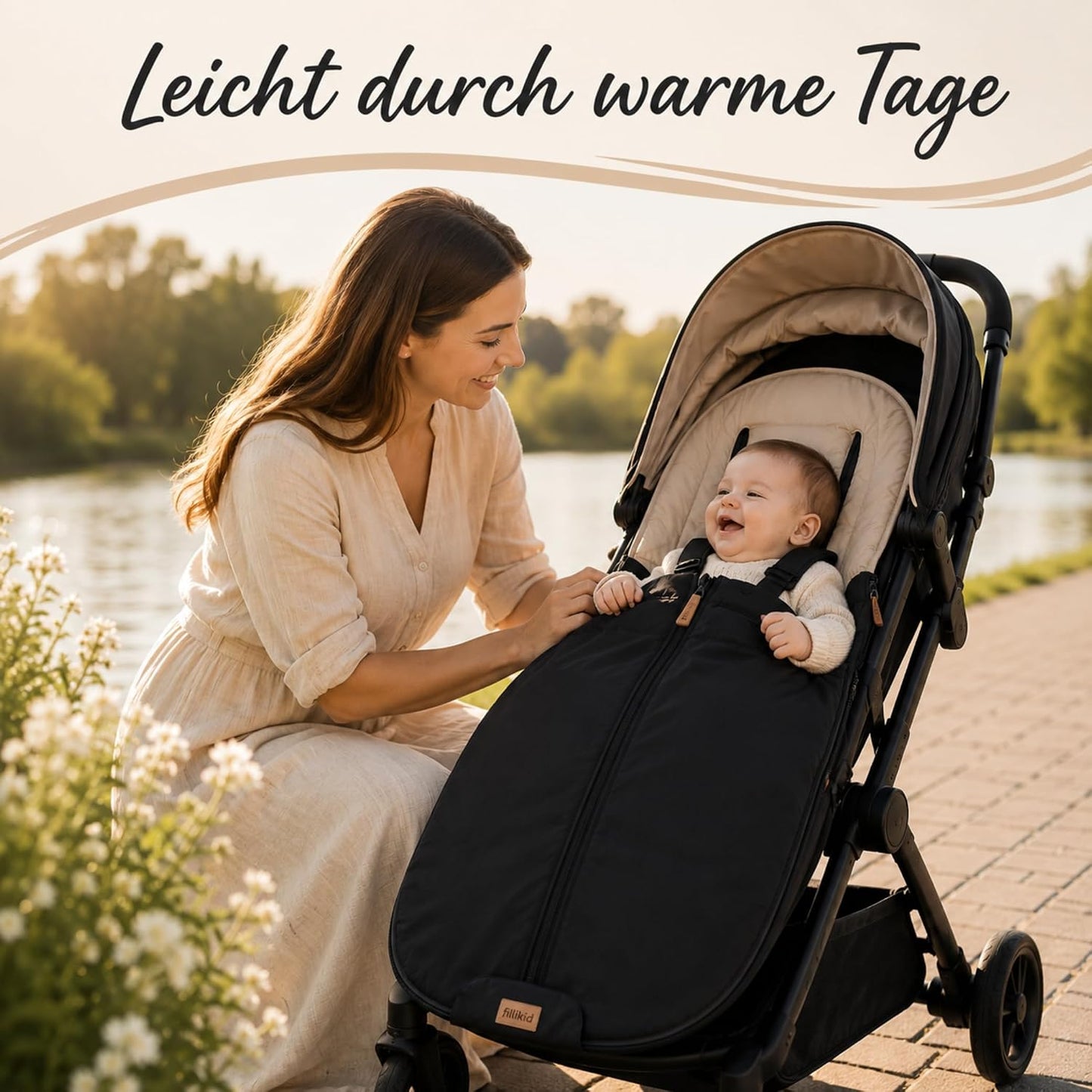 Babyfußsack Light Trend Exklusiv, 95x48cm | Leichter Sommer-Fußsack für Kinderwagen, Buggy & Sportwagen, Vorderteil abnehmbar, pflegeleicht