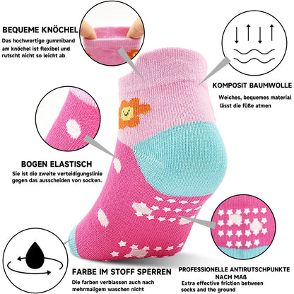 GRPSKCOS Stoppersocken Kinder 12 Paar ABS Socken Rutschfeste Socken Kleinkind Antirutschsocken für 1-7 Jahre Jungen Mädchen