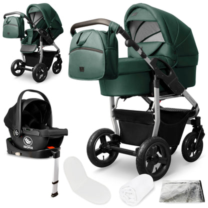Bergsteiger Capri 3-in-1 Combination Pushchair - Baby Carrier, Sports Seat & i-Size Baby Seat, Pneumatic Tyres, Suspension, Height-Adjustable Handle, Foldable, Accessories