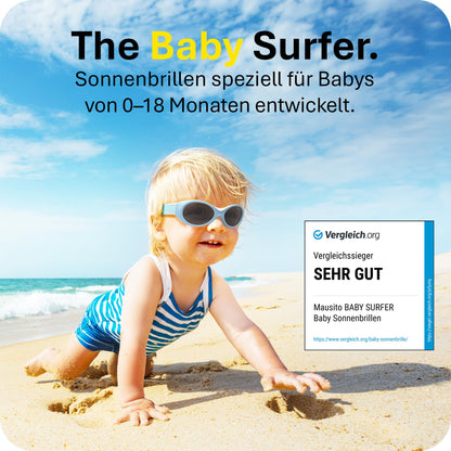 Mausito BABY Sonnenbrille 0-18 Monate Mädchen I VERGLEICHSSIEGER Sonnenbrille Baby 100% UV-Schutz I BIEGSAM & verstellbares Band I Schadstofffrei I Europäisches Design für Kinder gemacht