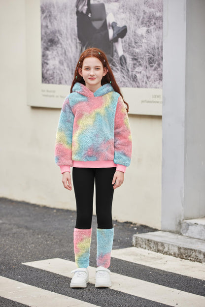 Arshiner Girls' Clothing Sets Winter Children's Hoodie with Leggings Set Warm Cuddly Padded Clothing Two Piece Outfits for Girls 5-14 Years
