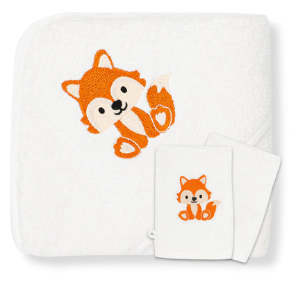 Babykajo Baby-Kapuzenhandtuch-Set mit 2 Waschlappen, Öko-Tex Standard 100 zertifiziert, weiches Frottee-Babyhandtuch mit Kapuze, 80 x 80 cm