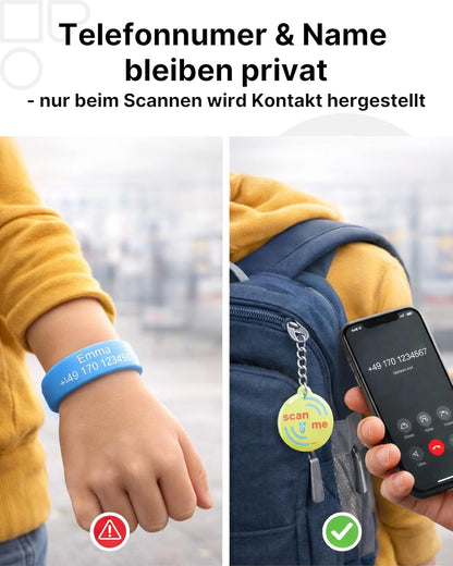 1x Notfallkontakt Anhänger für Kinder mit NFC – diskrete SOS Lösung ohne sichtbaren Namen & Daten – Telefonnummer selbst speicherbar & jederzeit änderbar – Alternative zum SOS Armband