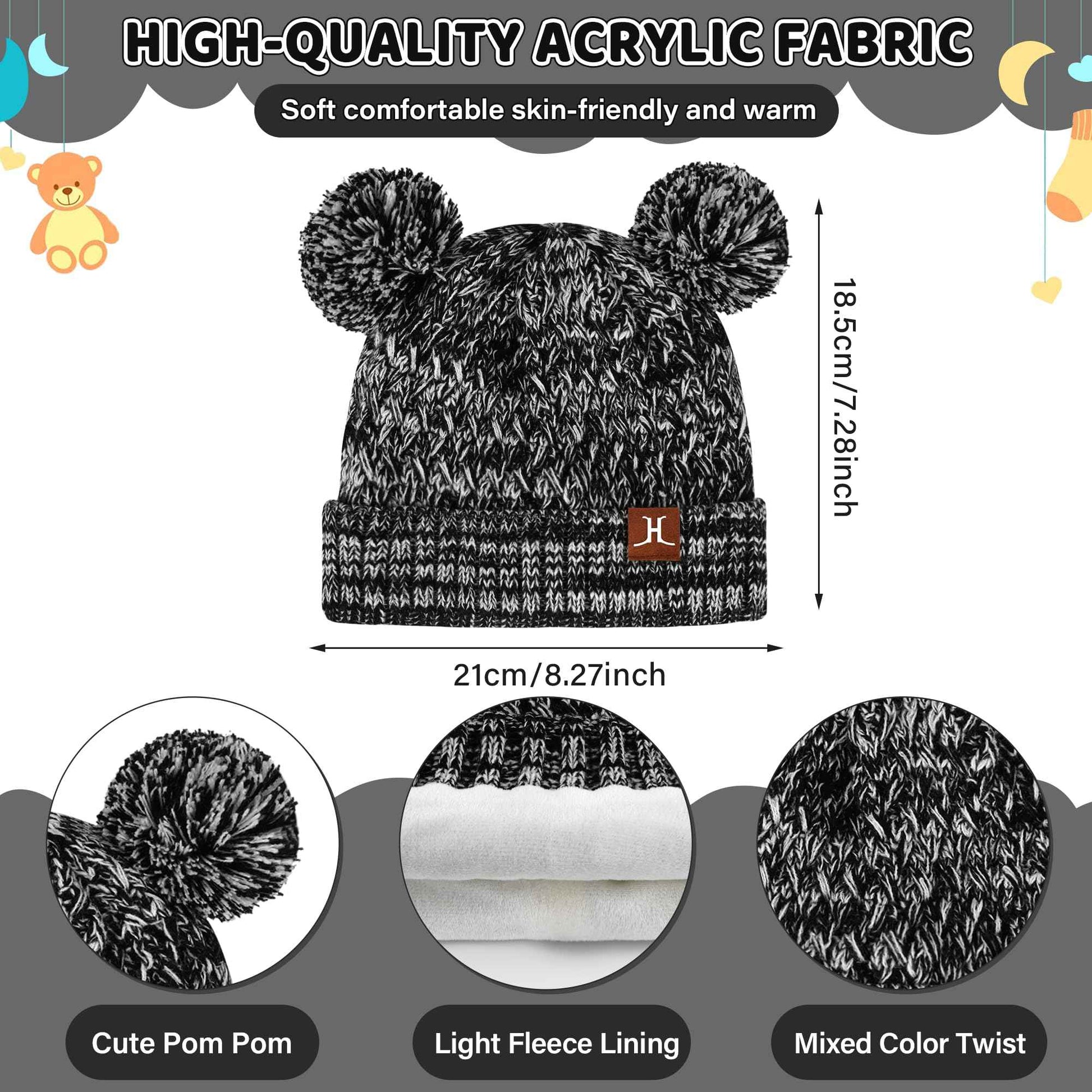 Children's Winter Hat Loop Scarf Touchscreen Gloves Set 2 3 4 5 6 7 Years Toddler Winter Hat Beanie Tube Scarf Knitted Pom Hats Gift Girls Boys