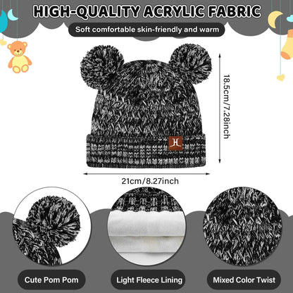 Children's Winter Hat Loop Scarf Touchscreen Gloves Set 2 3 4 5 6 7 Years Toddler Winter Hat Beanie Tube Scarf Knitted Pom Hats Gift Girls Boys