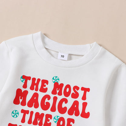 Baby Unisex Weihnachten 2-teilige Hosen Set Jungen Mädchen Weihnachten Outfit Langarm Lebkuchen Papas Mädchen Briefdruck Sweatshirt + Jogginghose Weihnachten Outfit Set Weihnachten Streetwear