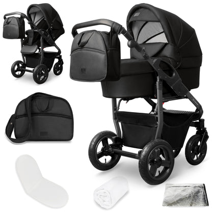 Bergsteiger Capri 3-in-1 Combination Pushchair - Baby Carrier, Sports Seat & i-Size Baby Seat, Pneumatic Tyres, Suspension, Height-Adjustable Handle, Foldable, Accessories
