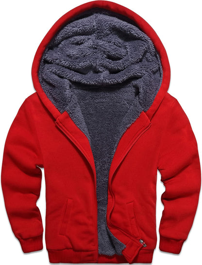 LLdress Fleece Jacket Boys Hoodie with Zip Children's Hoodie Boys Warm Hooded Jacket Causal Winter Ourdoor Sweat Jacket with Fleece Lining Hooded Jackets for Boys