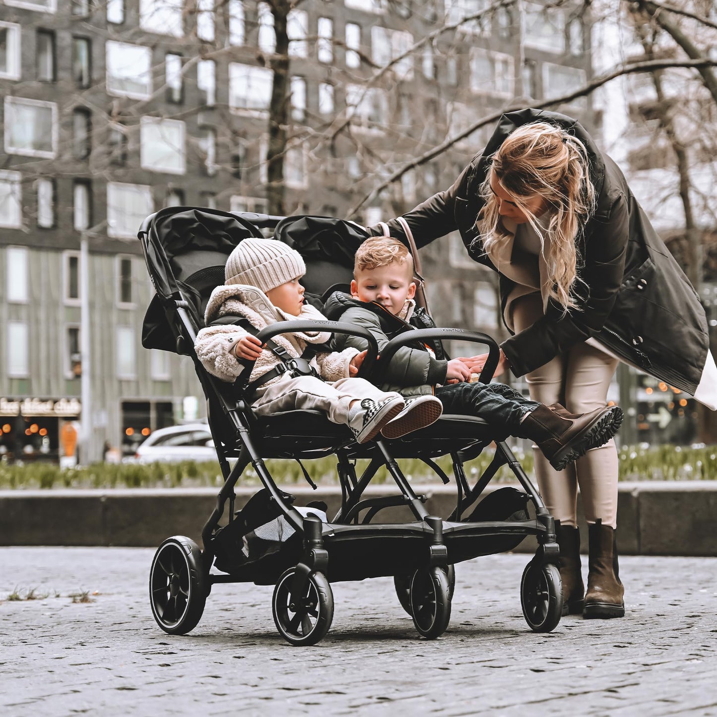 Deryan XP X2 Kinderwagen Buggy 2 in 1 - Buggy klein zusammenklappbar - Geburt bis 4 Jahre - Baby Wagen pro Sitz belastbar bis 22kg - Kinderbuggy klappbar - KOMPAKT & FALTBAR - Grau