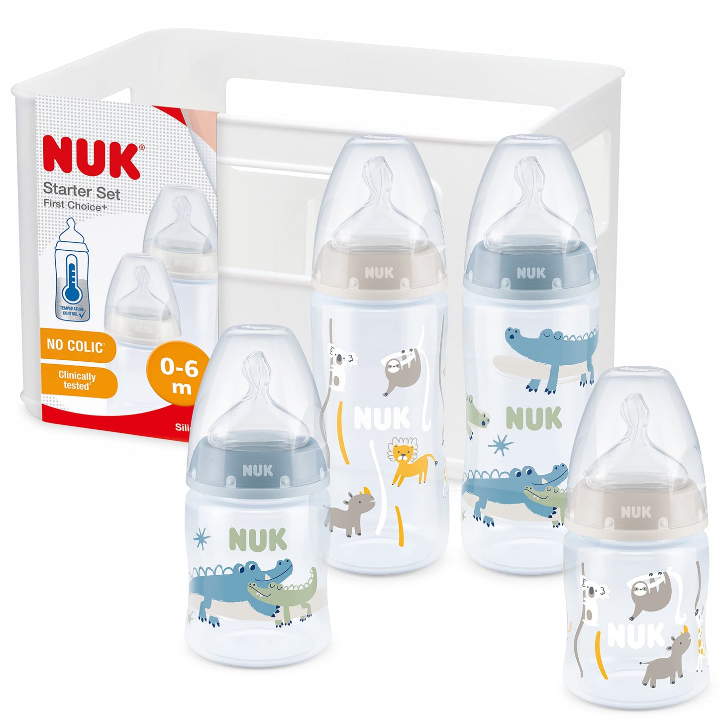 NUK Perfect Match Perfect Start Babyflaschenset | Ab 0 Monate | Passt sich dem Baby an | 4 Anti-Colic-Babyflaschen, Schnuller, Flaschenbürste und mehr | BPA-frei | 7 Stück