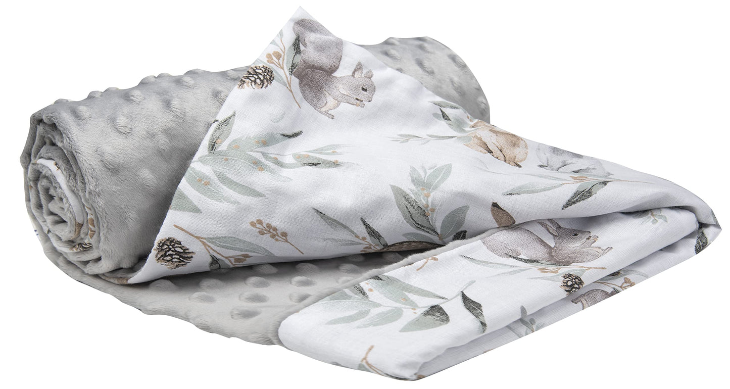 Medi Partners Babydecken Baby 100% Baumwolle Krabbeldecke Babydecke 75x100cm doppelseitig Kinderbett Minky Kuscheldecke Kinderwagen (REH mit grauem Minky)
