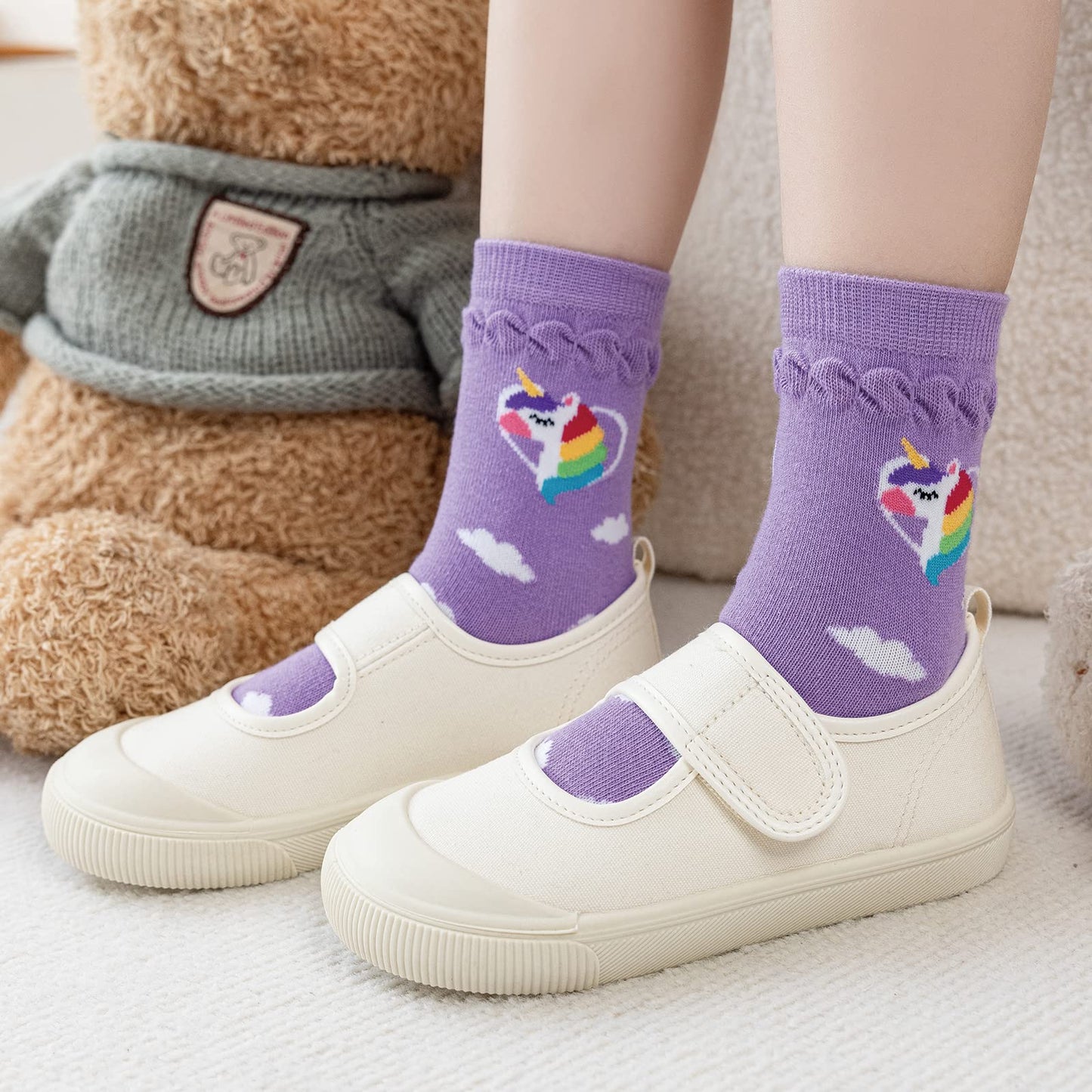Cirorld Socken Kinder Mädchen Lustige Einhorn Meerjungfrau Tiergesicht Socken Süße Bunte Kindersocken Baumwolle Socken, 2-14 Jahre 6 Paare