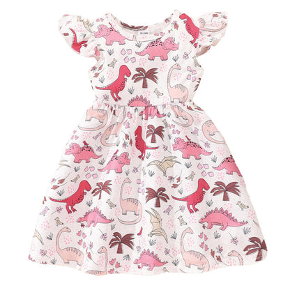 JiAmy Girls' Dress Ruffle Short Sleeve Unicorn Cartoon Prints Colourful Tulle Dresses Toddler Spring Summer Party Princess Clothing for Girls 18 Months - 8 Years