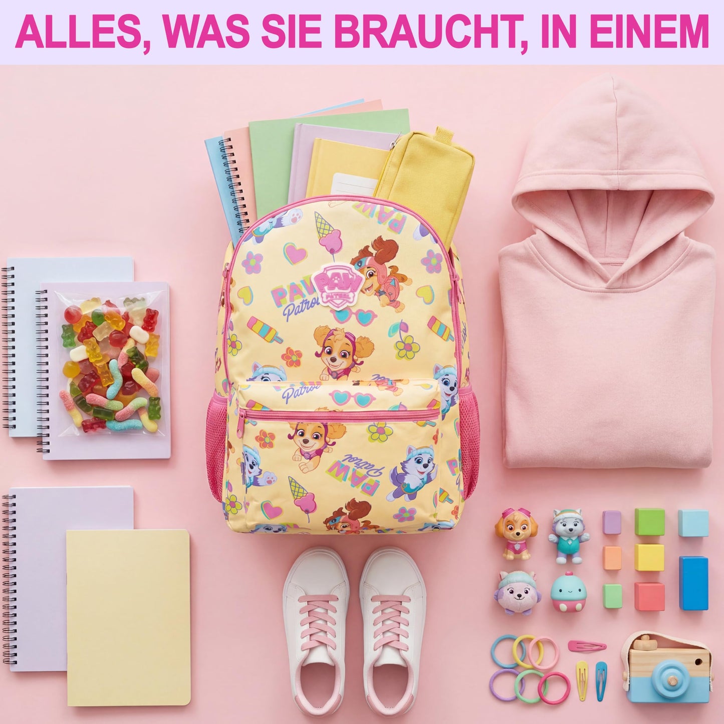 Rucksack Mädchen, Verstellbarer Reisetasche für Schule und Reise, Gepolsterte Schulrucksack mit Zwei Schlüsselanhänger, Geschenke für Kinder (Multi Squishmallows)