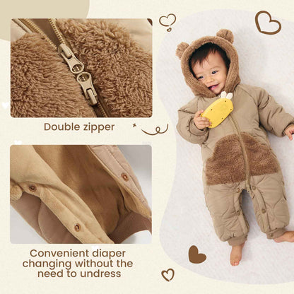 JiAmy Baby Snowsuit, Baby Boys Girls Winter Jumpsuit Romper Newborn Snow Overall for 3-24 Months