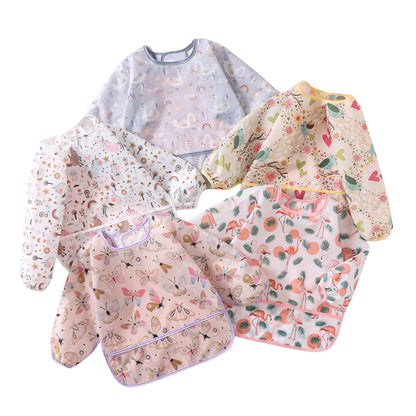 Yunguui Baby Bibs with Sleeves, 5 Pack, Washable Full Body Bibs, Sleeved Bibs, Waterproof for 3-30 Months 