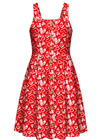 Arshiner Mädchen Kleider Ärmelloses Kinderkleid Knopfleiste Trägerkleid Sommer Baumwolle Swingkleid Festliches A-Linie Freizeitkleid Elegant Kleid für Mädchen 5-14 Jahre
