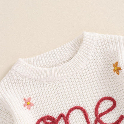L&ieserram Baby Mädchen Jungen 1. Geburtstag Gestrickt Pullover Jumper Langarm Strickpullover Pulli Kleinkinder Kleidung Outfit Knitted Sweater 1 Jahr