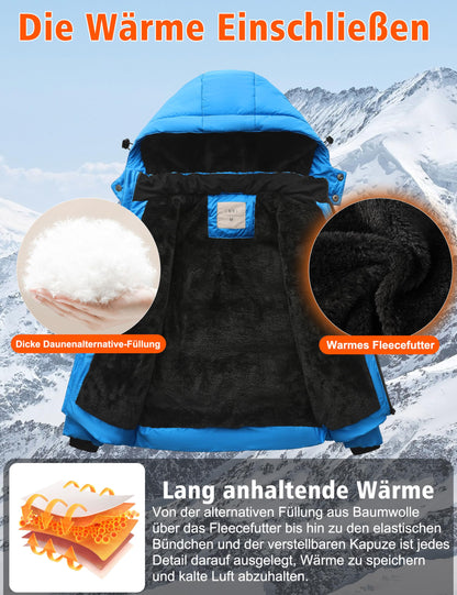 Winter Jacke Jungen Mädchen Kinder Jacke Warm Gefüttert Puffer Jacken Kinder Jacken Winter mit abnehmbarer Kapuze Wandern Jacke
