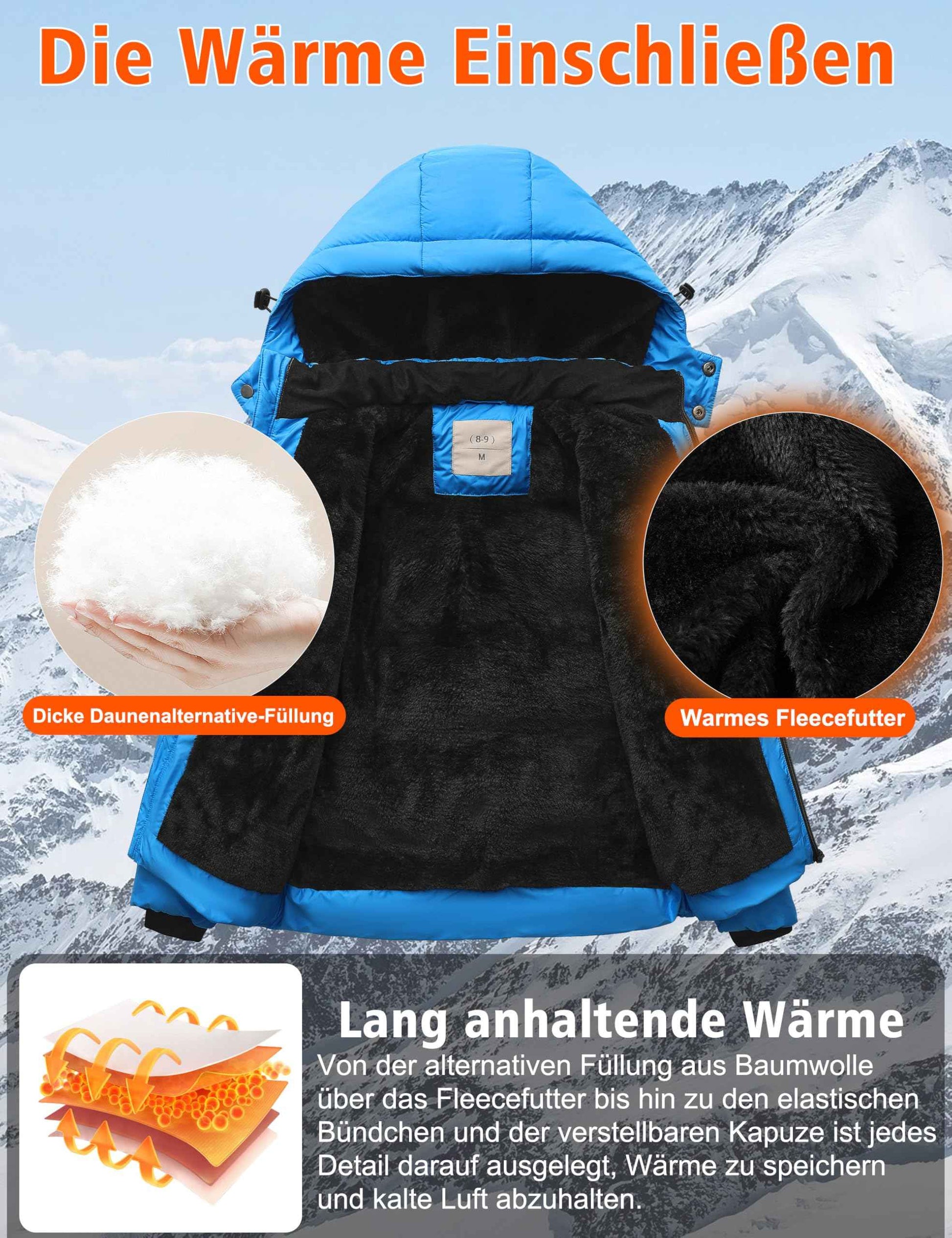 Winter Jacket Boys Girls Kids Jacket Warm Lined Puffer Jackets Children's Jackets Winter with Removable Hood Hiking Jacket