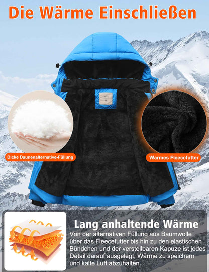 Winter Jacket Boys Girls Kids Jacket Warm Lined Puffer Jackets Children's Jackets Winter with Removable Hood Hiking Jacket