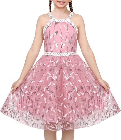 Sunny Fashion Mädchen Kleid Türkis Schmetterling Gestickt Halfter Kleid Party Gr. 104-146