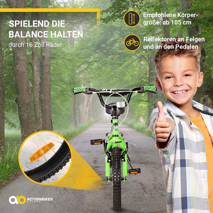 Actionbikes Kinderfahrrad Zombie | 12 16 20 Zoll - V-Brake Bremsen - Fahrrad für Kinder von 2-9 Jahren - Schutzblech v. / h - Kinder Fahrrad für Mädchen & Jungen - Fahrräder - Bicycle - Kinderrad - Meloni2