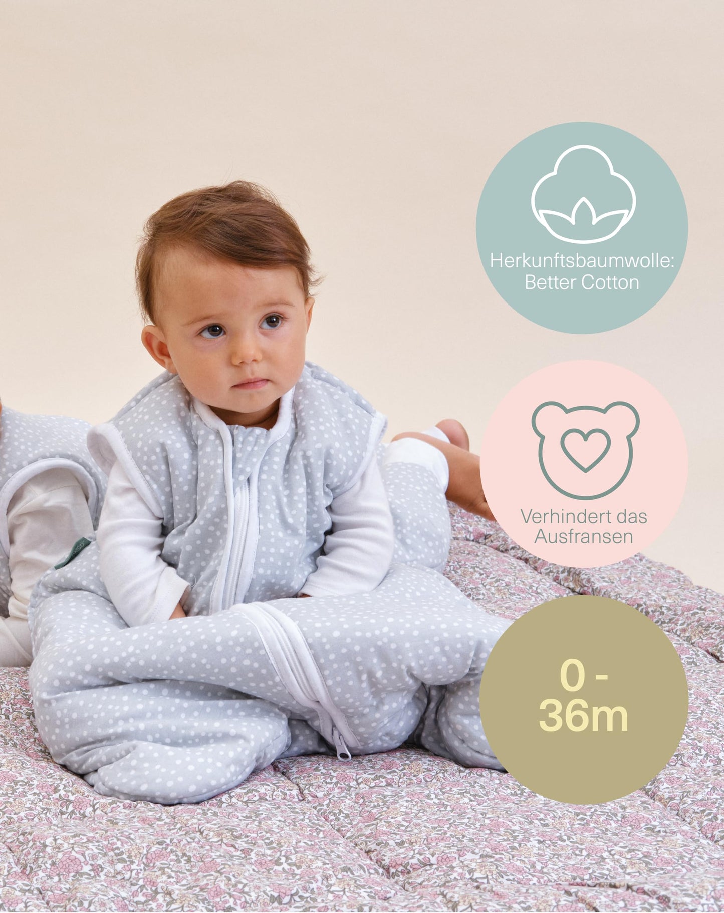 molis&co - Baby Sleeping Bag 2.5 TOG - All-Year Sleeping Bag - Baby Sleeping Bag Newborn - 100% Cotton (Oeko-Tex 100), Sleeveless Winter Sleeping Bag Padded - Premium Quality - Colima (70 cm)