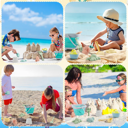 Euakee Sand Toy for Children, 11 Pieces Sand Toys with Foldable Bucket, Sanity Toy Set, Sand Toy Beach, Sandpit Toy for Children 3 4 5 6 7 Years (Orange)