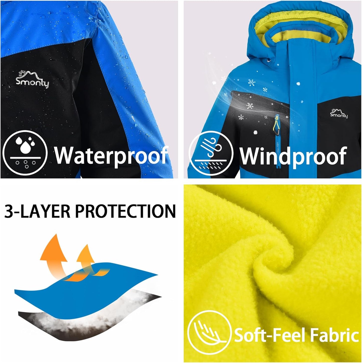 Kinder Schneeanzug für Jungen, Winter Skijacke und Hosen Set mit Kapuzenriemen, winddicht, wasserdicht, warmer Mantel