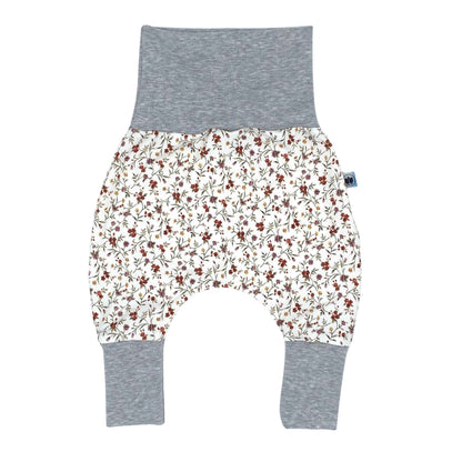 Baby Baggy Trousers, Girls' Handmade Cotton Jersey Grow Trousers, Sizes 50-74, 68-86, 92-104 (Wild Flowers, 50-74)