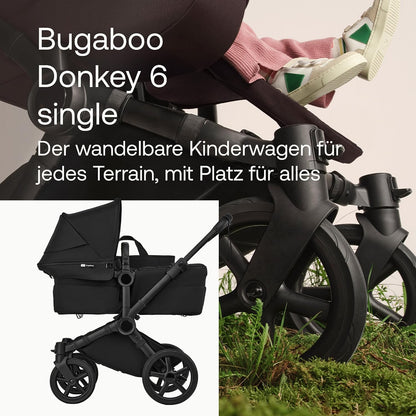 Bugaboo Donkey 6 Single, 2-in-1-Kinderwagen, für Neugeborene & Kleinkinder | umbaubar zum Doppel- und Zwillingskinderwagen, doppelter Stauraum und komfortable Einhand-Lenkung, Heritage Black Meloni2