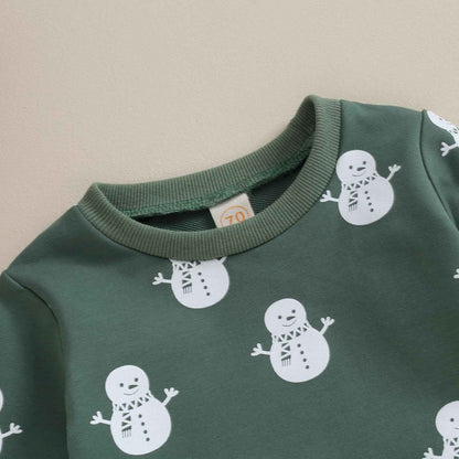 Baby Boys Girls Outfit Snow Sweatshirt + Trousers Two Piece Set Christmas New Year Baby Newborn Clothing